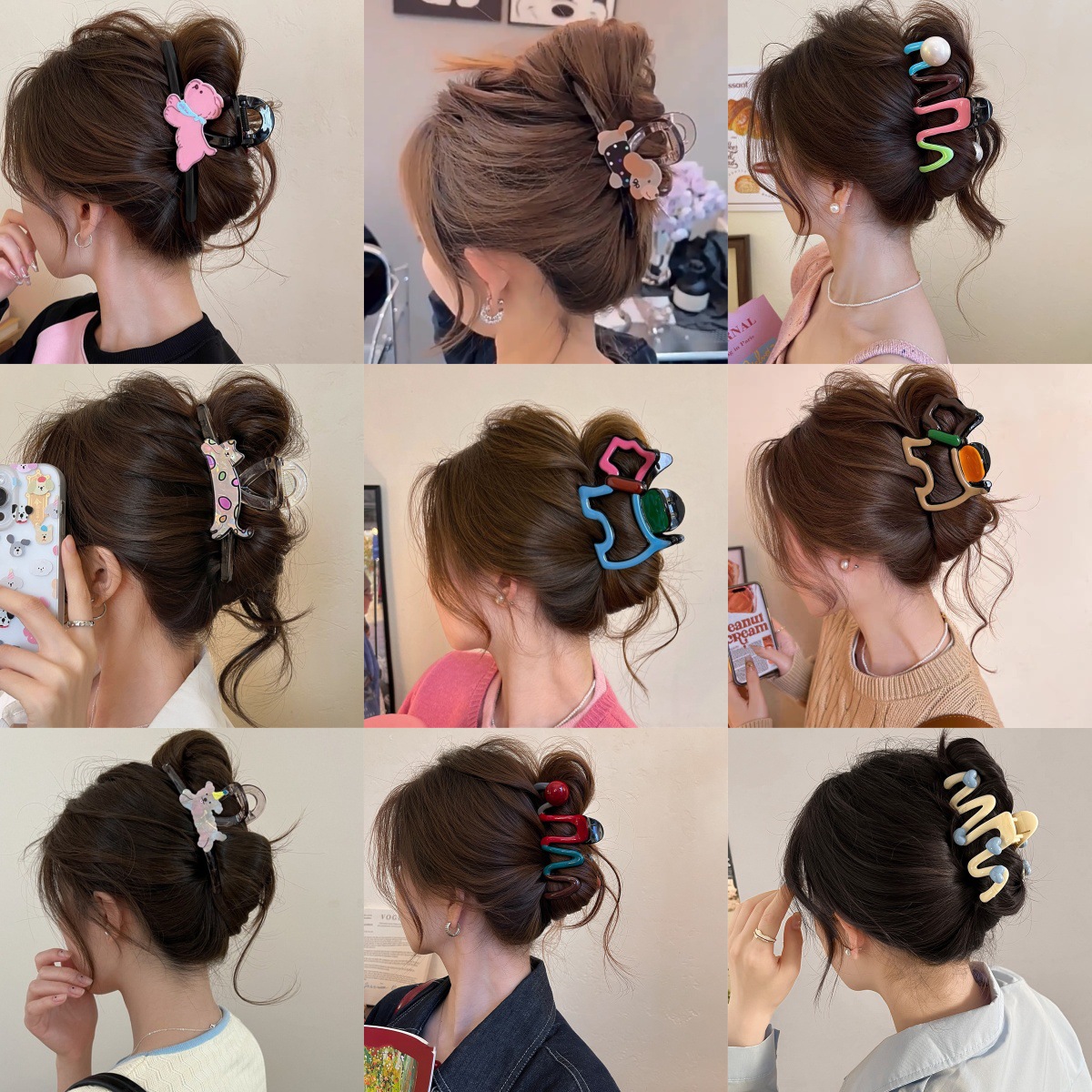 可爱萌趣猫狗抓夹卡通头发鲨鱼夹女新款高级感发夹后脑勺盘发头饰